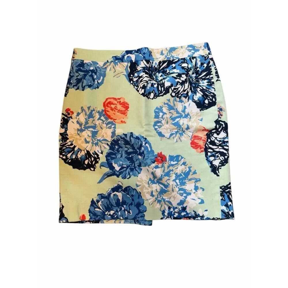J. Crew Pencil Skirt in Mint and Floral Print- 8p